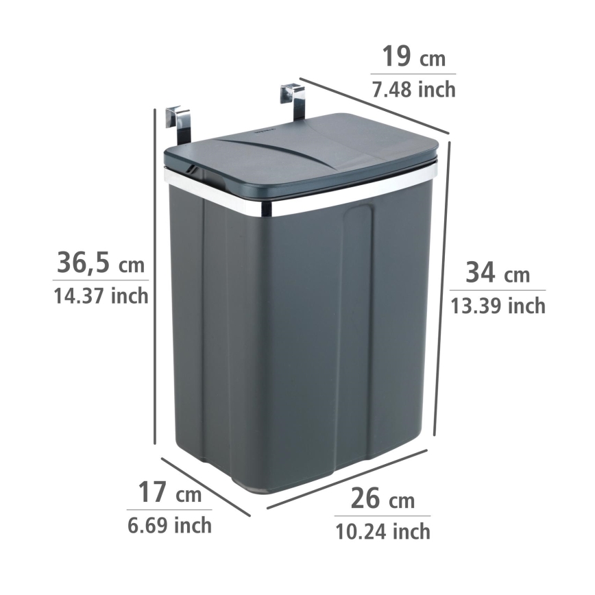 WENKO 54903100 - Dørmonteret kurv 26x36,5 cm grå/sølv