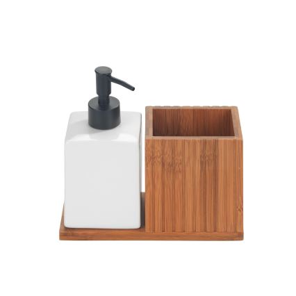 WENKO 54944100 - Sæbedispenser MERA 18,5x17 cm brun