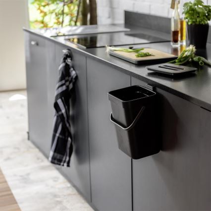 WENKO 55027100 - Skraldespand BLACK OUTDOOR KITCHEN 19x24 cm sort/grå/gennemsigtig