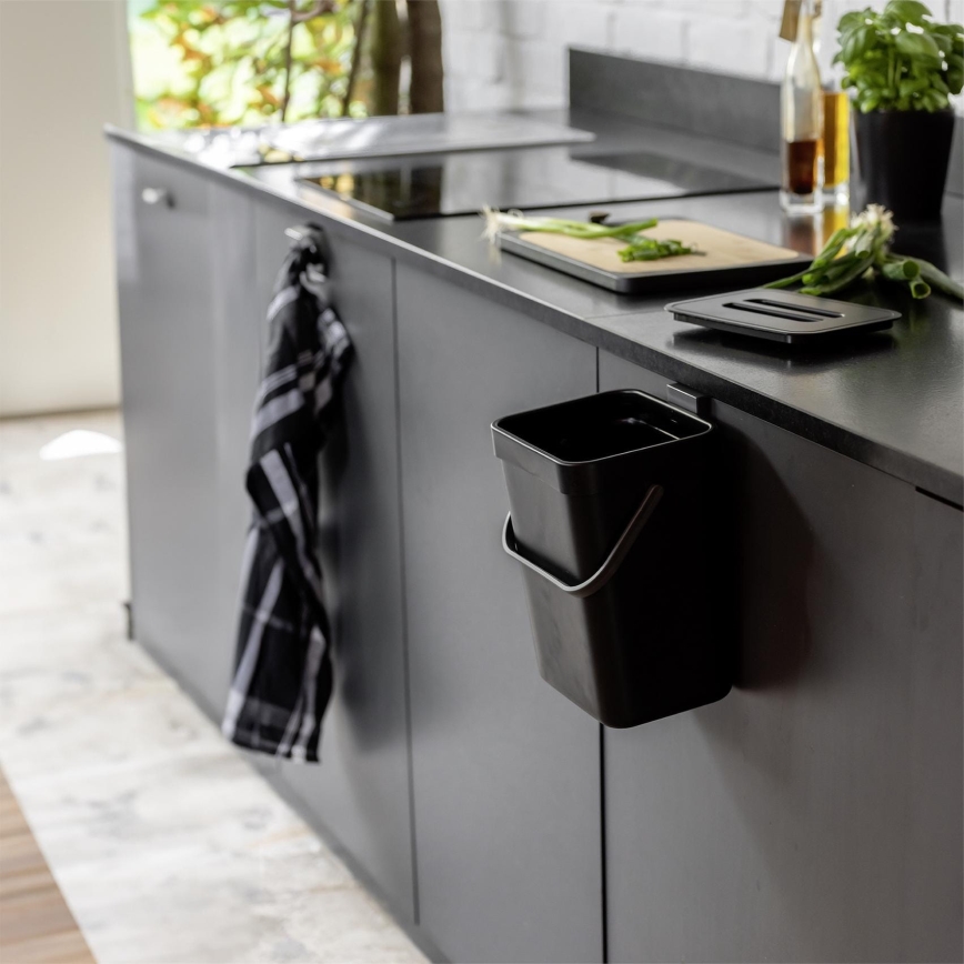WENKO 55027100 - Skraldespand BLACK OUTDOOR KITCHEN 19x24 cm sort/grå/gennemsigtig