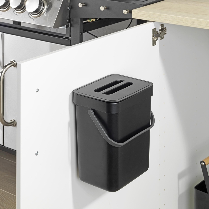 WENKO 55027100 - Skraldespand BLACK OUTDOOR KITCHEN 19x24 cm sort/grå/gennemsigtig