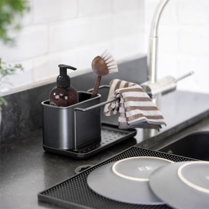 WENKO 55078100 - Organizer BLACK OUTDOOR KITCHEN 21x12 cm rustfrit stål/sort