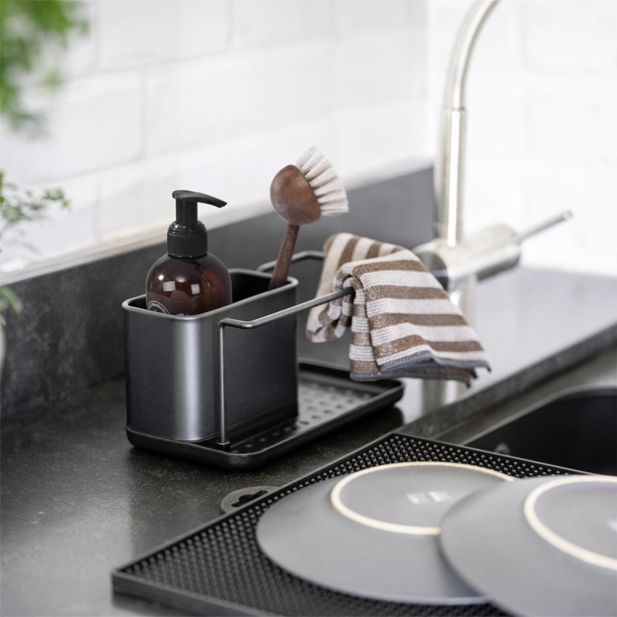 WENKO 55078100 - Organizer BLACK OUTDOOR KITCHEN 21x12 cm rustfrit stål/sort