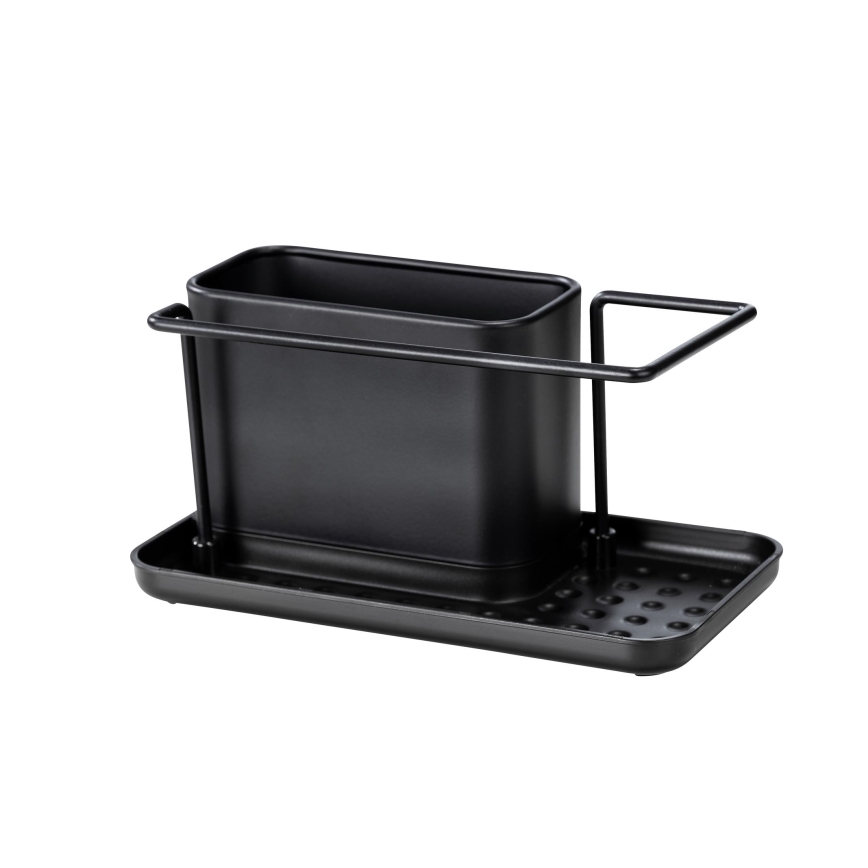 WENKO 55078100 - Organizer BLACK OUTDOOR KITCHEN 21x12 cm rustfrit stål/sort