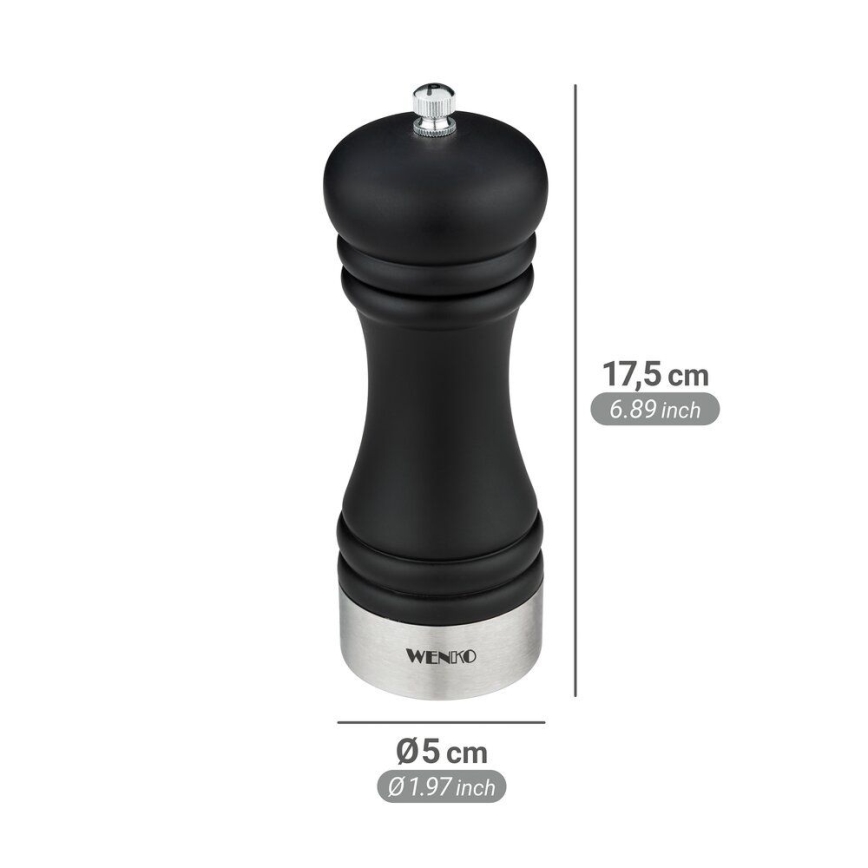 WENKO 55083100-Peberkværn BLACK OUTDOOR KITCHEN 5x17,5 cm sort/hvid