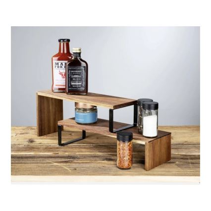 WENKO 55097100-Hylde BLACK OUTDOOR KITCHEN 36x16 cm brun/sort