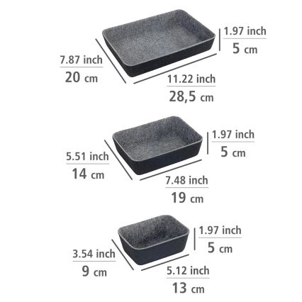 WENKO 64502100 - Skuffeindsats FELT 28,5x20 cm grå