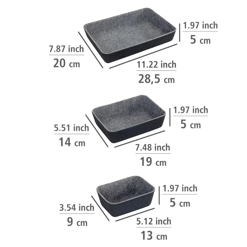 WENKO 64502100 - Skuffeindsats FELT 28,5x20 cm grå