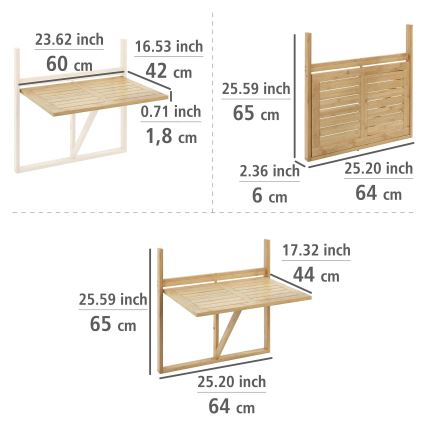 WENKO 69806800 - Bord WAIKIKI 64x65 cm hvid/brun