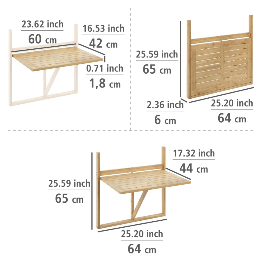 WENKO 69806800 - Bord WAIKIKI 64x65 cm hvid/brun