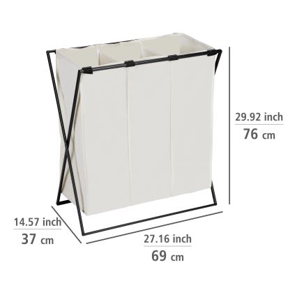 WENKO 71298800 - Vasketøjskurv TRIO 69x76 cm creme/sort
