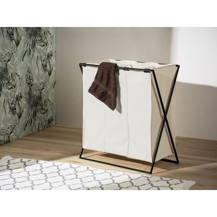 WENKO 71298800 - Vasketøjskurv TRIO 69x76 cm creme/sort