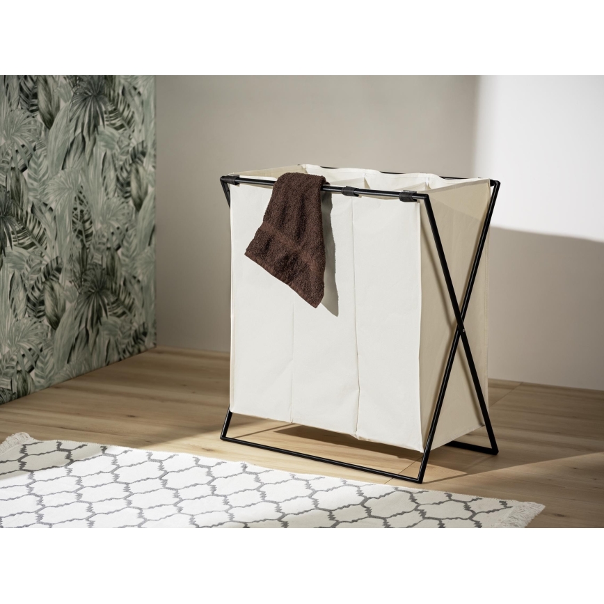 WENKO 71298800 - Vasketøjskurv TRIO 69x76 cm creme/sort