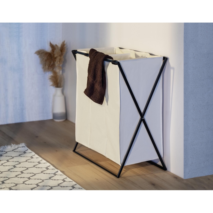 WENKO 71298800 - Vasketøjskurv TRIO 69x76 cm creme/sort