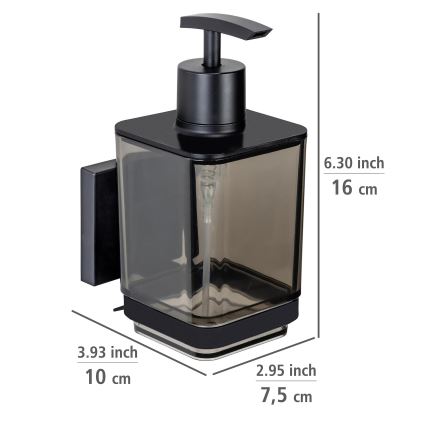 WENKO 71444800 - Sæbedispenser VACUUM-LOC QUADRO ED 7,5x16 cm sort