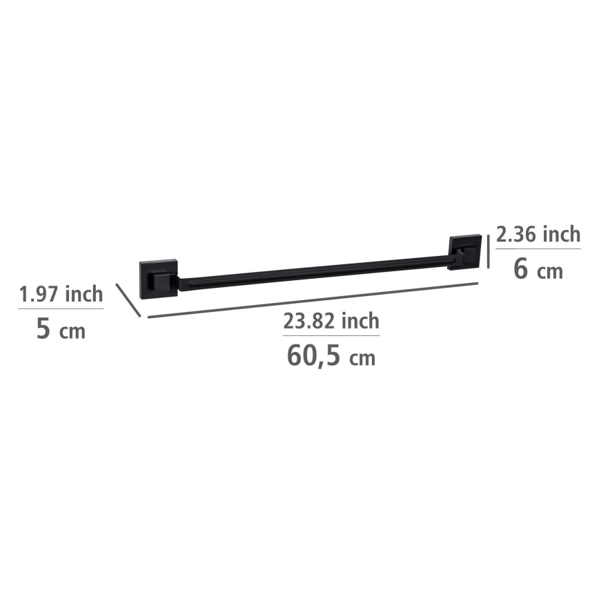 WENKO 71445800 - Håndklædestang VACUUM-LOC QUADRO ED 60,5x6 cm sort