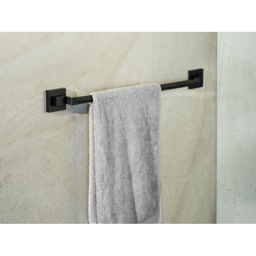 WENKO 71445800 - Håndklædestang VACUUM-LOC QUADRO ED 60,5x6 cm sort