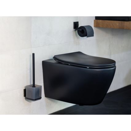 WENKO 71447800 - Toiletpapirholder VACUUM-LOC QUADRO ED 14x11 cm sort