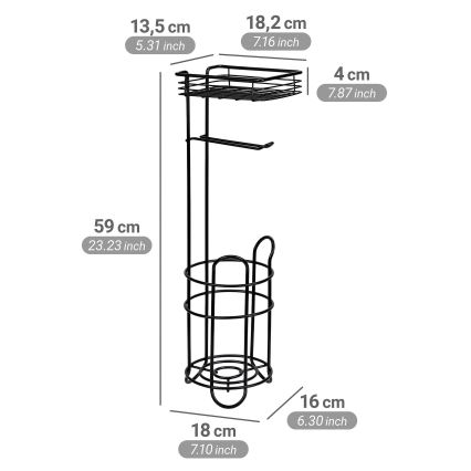 WENKO 71451800 - Toiletpapirholder 16x59 cm sort