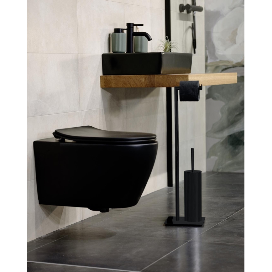 WENKO 71556800 - WC-sæt RECCO 20x71,5 cm sort