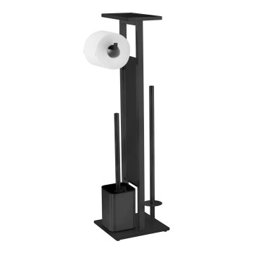 WENKO 71558800 - WC-sæt DEBAR 21 x 70,5 cm rustfrit stål/sort