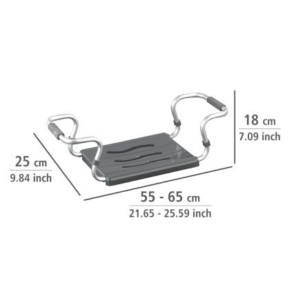 WENKO 73392500-Badsæde Sikkerhed på badeværelset 26x18 cm sølv/antracit