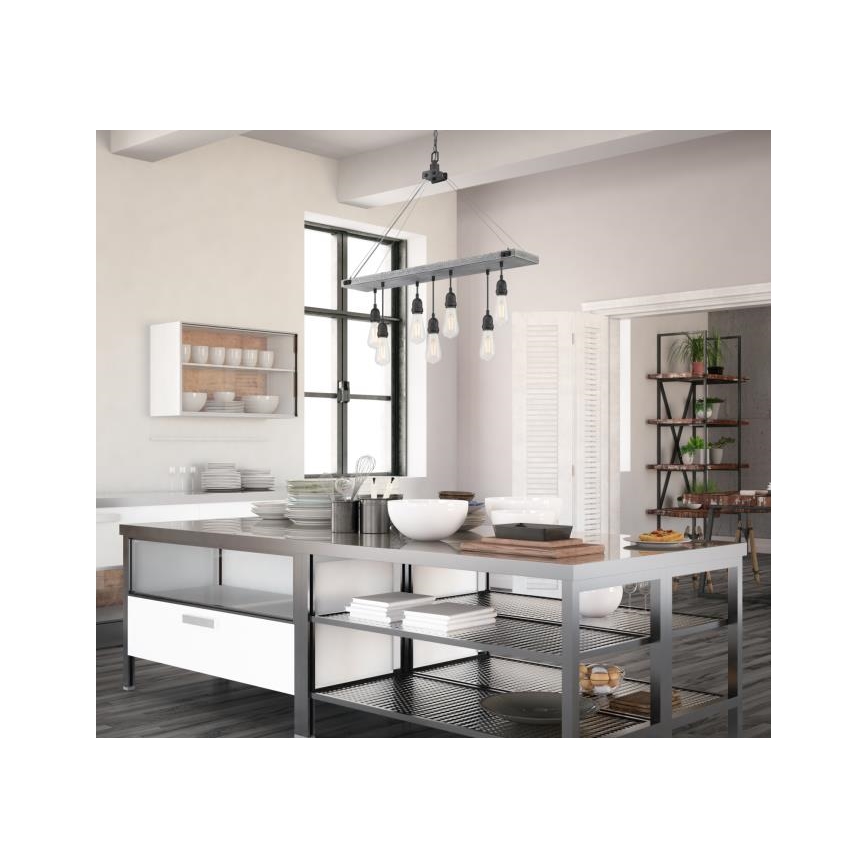 Westinghouse 6116440 - Lysekrone med kæde ASHWOOD 7xE27/60W/230V
