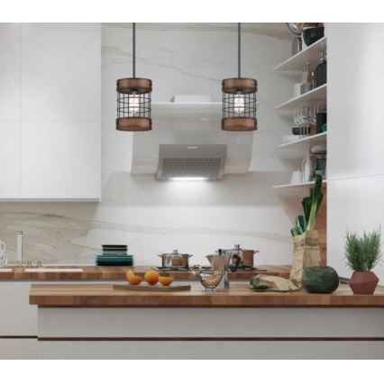 Westinghouse 61179 - Pendel på ledning LANGSTON 1xE27/60W/230V Ø 19 cm barnwood