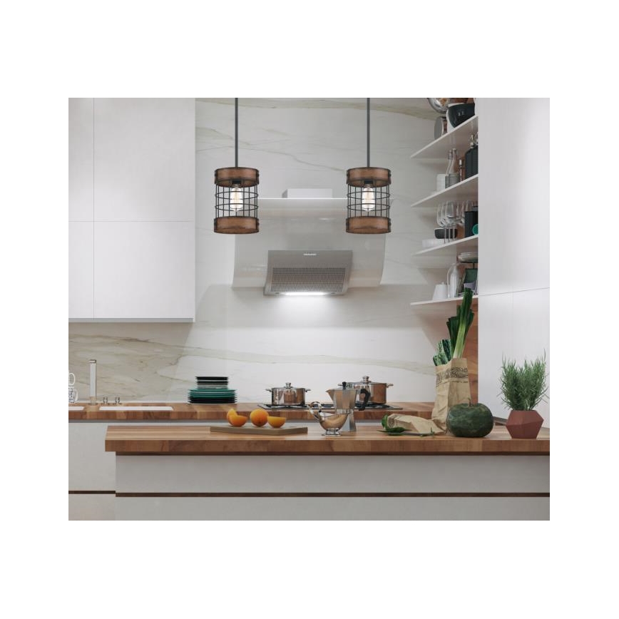 Westinghouse 61179 - Pendel på ledning LANGSTON 1xE27/60W/230V Ø 19 cm barnwood
