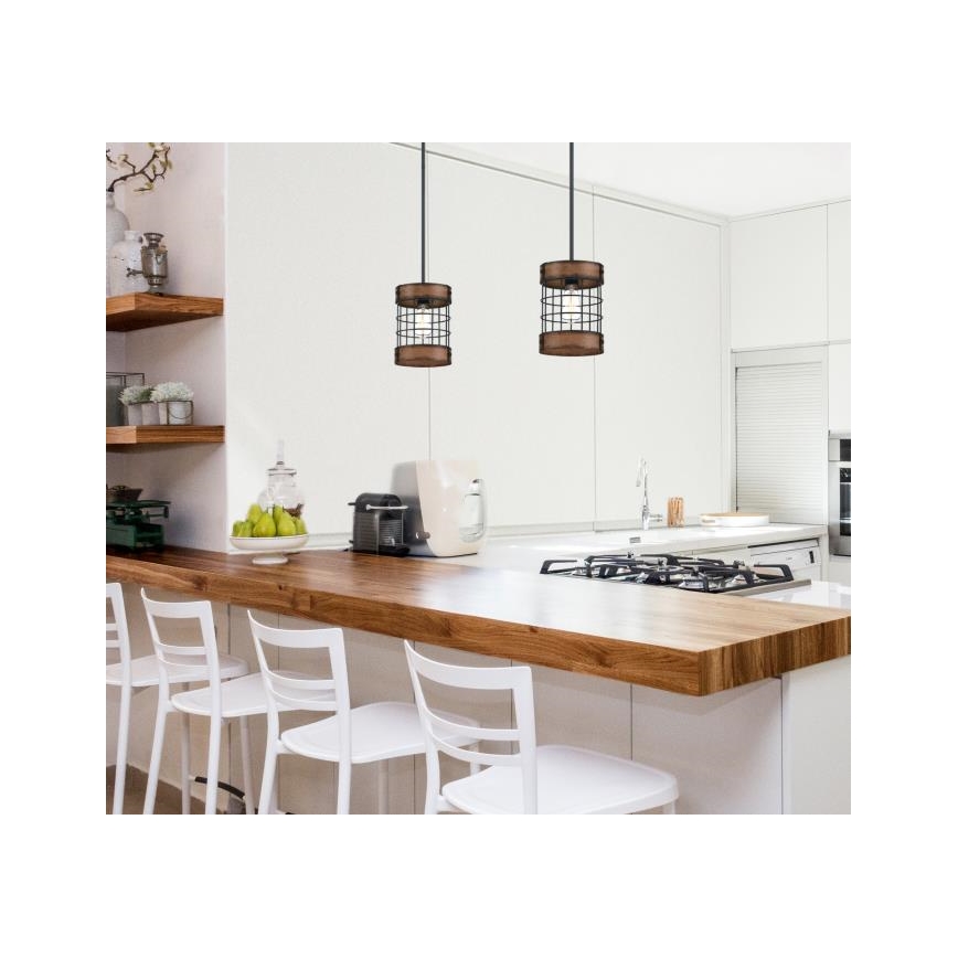 Westinghouse 61179 - Pendel på ledning LANGSTON 1xE27/60W/230V Ø 19 cm barnwood