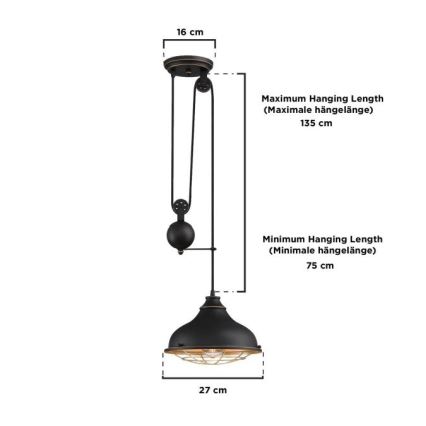 Westinghouse 61249 - Pendel CHAVES 1xE27/60W/230V