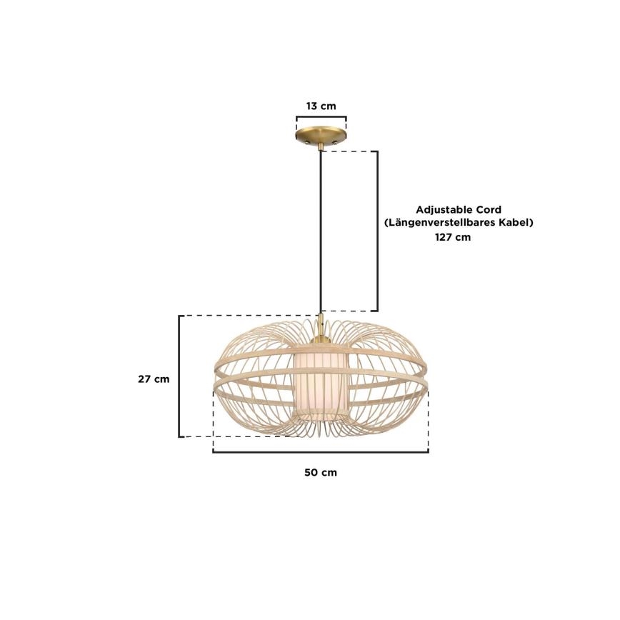 Westinghouse 61255 - Pendel på wire TULCEA 1xE27/60W/230V Ø 50 cm bambus