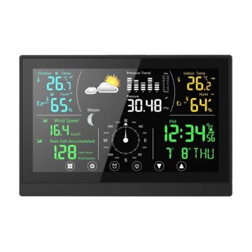 Winner Group - Berøringsbetjent vejrstation med LCD-farvedisplay 5V/3xAAA + 6xAA