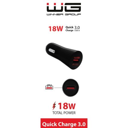 Winner Group - Biloplader 1xUSB-A Power Delivery 18W sort