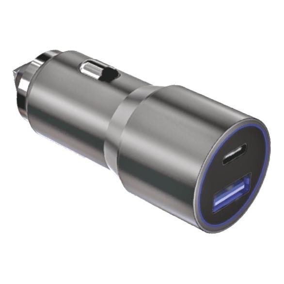 Winner Group - Biloplader 1xUSB-C + 1xUSB-A Power Delivery 58,5W sølvfarvet