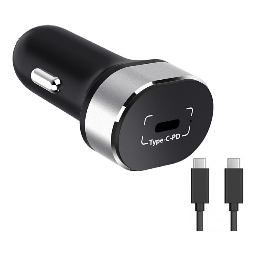 Winner Group - Biloplader 1xUSB-C Power Delivery 20W + USB-kabel USB-C / USB-C 1 m sort