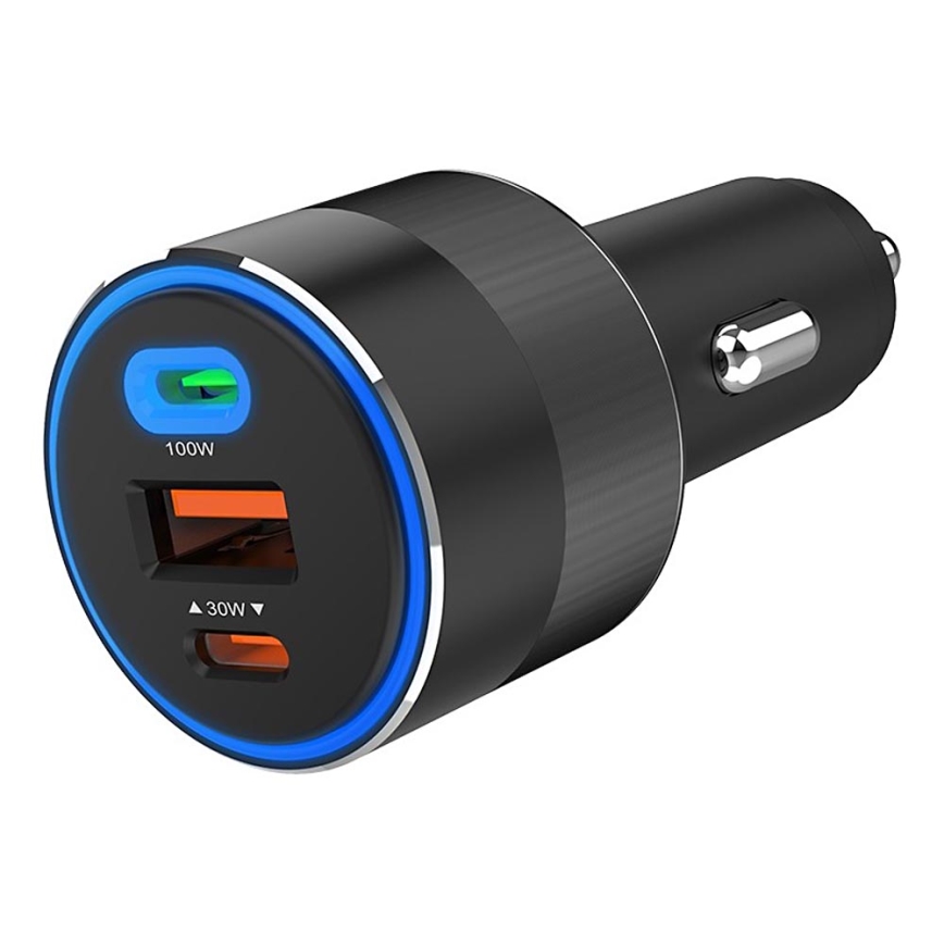 Winner Group - Biloplader 2xUSB-C + 1xUSB-A Power Delivery 130W sort