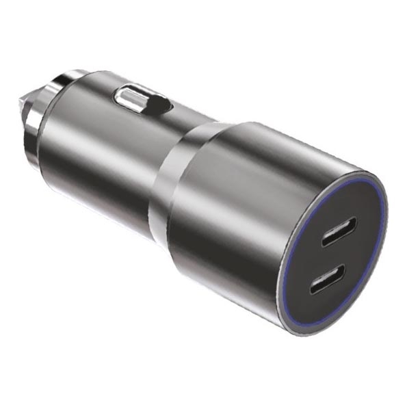 Winner Group - Biloplader 2xUSB-C Power Delivery 60W sølvfarvet