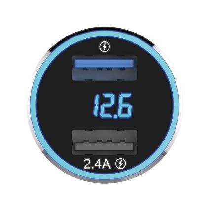 Winner Group - Biloplader med display 2xUSB-A Power Delivery 30W sort