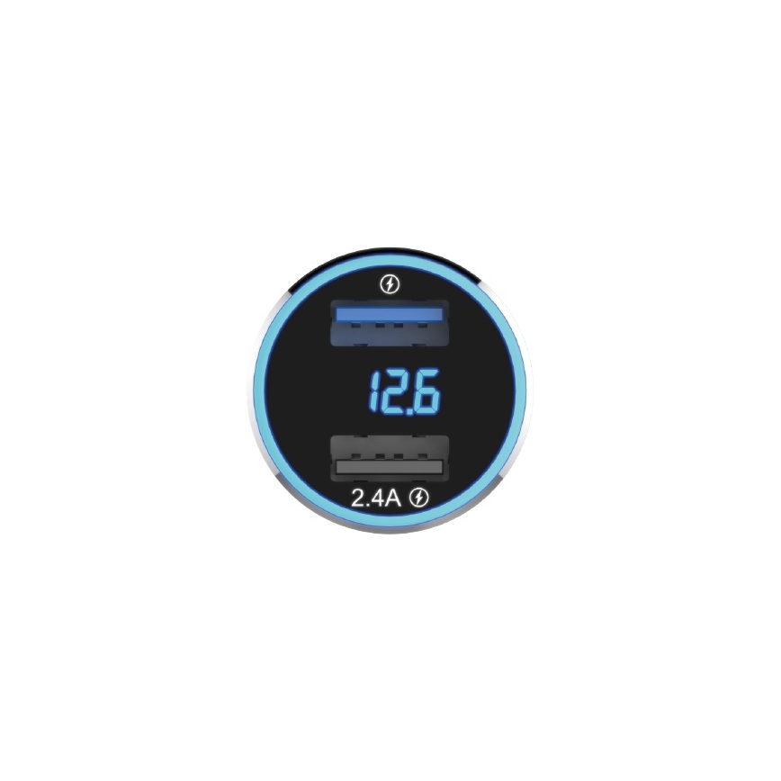 Winner Group - Biloplader med display 2xUSB-A Power Delivery 30W sort