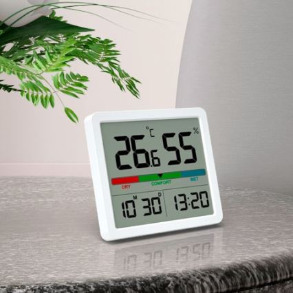 Winner Group - Digitalt termometer med LCD-display og fugtighedsmåler 2xCR2032 hvid