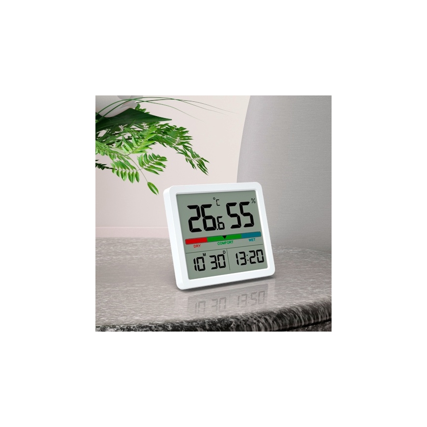 Winner Group - Digitalt termometer med LCD-display og fugtighedsmåler 2xCR2032 hvid