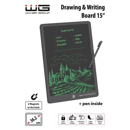 Winner Group - Elektronisk tegnetavle 15" 1xCR2032 sort