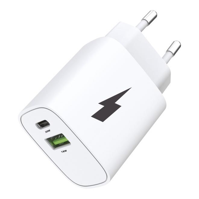 Winner Group - Hurtigoplader 1xUSB-C + 1xUSB-A Power Delivery 20W hvid