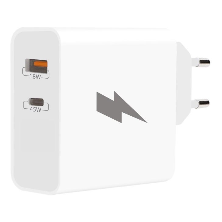 Winner Group - Hurtigoplader 1xUSB-C + 1xUSB-A Power Delivery 45W hvid