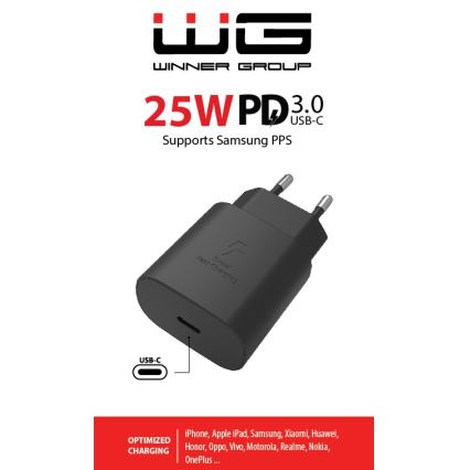 Winner Group - Hurtigoplader 1xUSB-C Power Delivery 25W sort