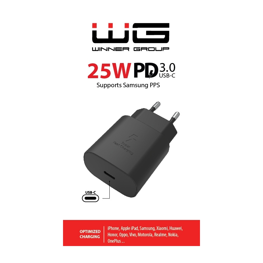 Winner Group - Hurtigoplader 1xUSB-C Power Delivery 25W sort