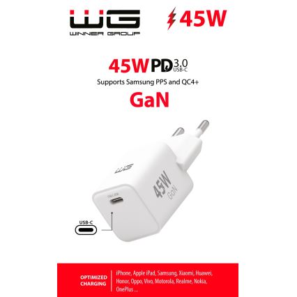 Winner Group - Hurtigoplader 1xUSB-C Power Delivery 45W hvid