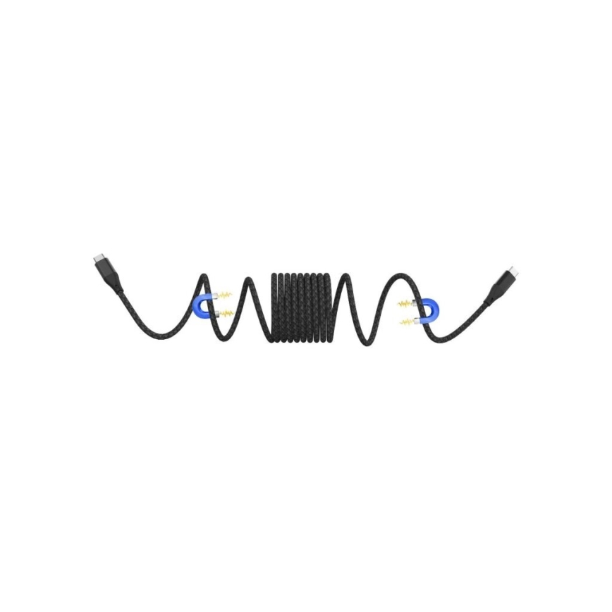 Winner Group - Magnetisk USB-kabel USB-C / USB-C 60W 1 m sort
