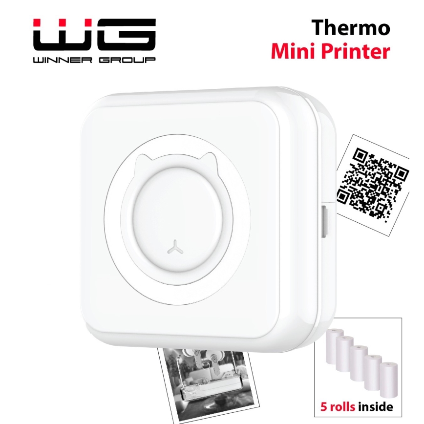 Winner Group - Mini termisk printer 800 mAh hvid